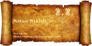 Maksa Miklós névjegykártya
